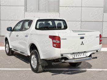 22 849 р. Защита заднего бампера (труба d63 с листом) SLITKOFF  Mitsubishi L200  5 KK,KL (2015-2019) дорестайлинг (Лист алюминий/профиль нержавейка)  с доставкой в г. Набережные‑Челны. Увеличить фотографию 3