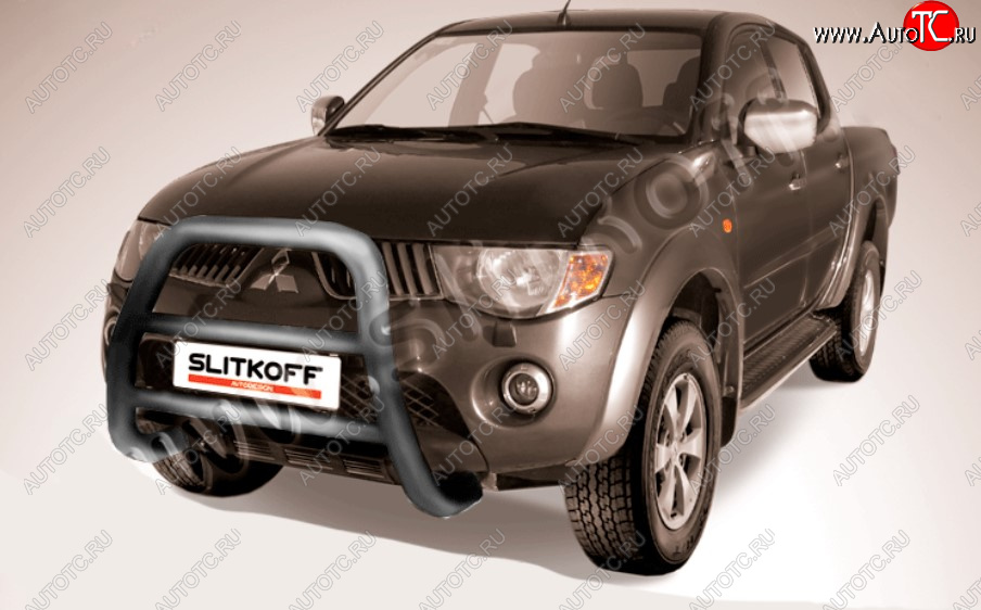 29 999 р. Защита переднего бампера Slitkoff (Ø76 мм, кенгурятник)  Mitsubishi L200  4 (2006-2014)  дорестайлинг (Цвет: серебристый)  с доставкой в г. Набережные‑Челны