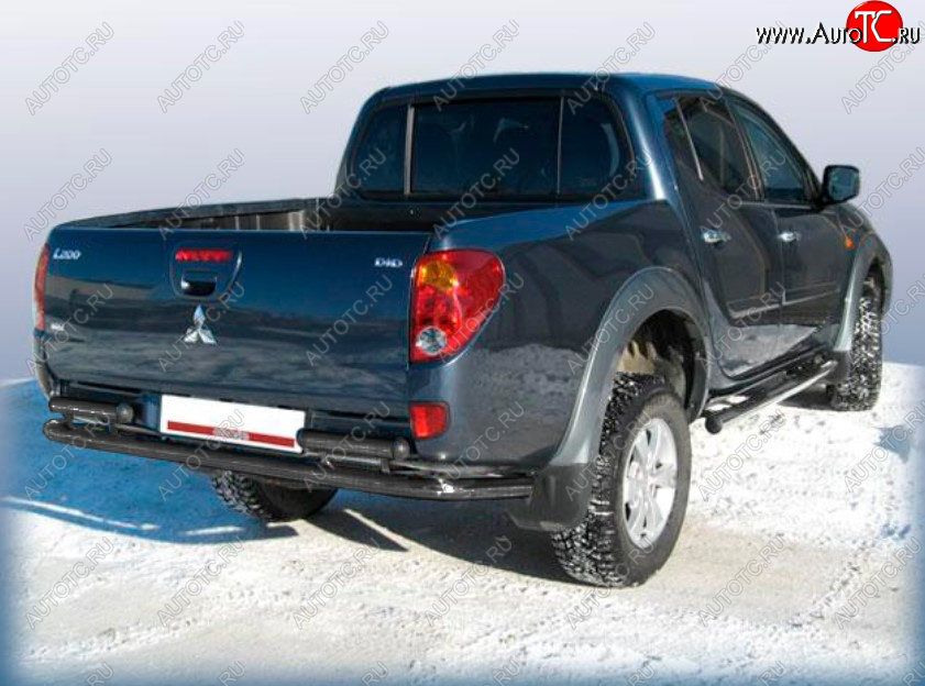 11 449 р. Защита заднего бампера Slitkoff (Ø 57 мм)  Mitsubishi L200 ( 4,  5 KK,KL) (2006-2022)  дорестайлинг, рестайлинг (Сталь с полимерным покрытием. Цвет: черный)  с доставкой в г. Набережные‑Челны