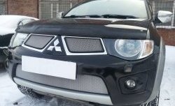 1 589 р. Сетка в решетку радиатора Russtal  Mitsubishi L200  4 - Pajero Sport  PB (хром)  с доставкой в г. Набережные‑Челны. Увеличить фотографию 3