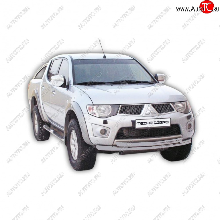 10 599 р. Защита переднего бампера ТехноСфера (Техно Сфера) Mitsubishi L200 4  дорестайлинг (2006-2014) (Серебристый)  с доставкой в г. Набережные‑Челны