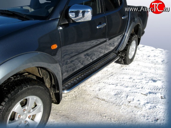 15 349 р. Широкая защита порогов с трубой диаметром 57 мм Slitkoff Mitsubishi L200 5 KK,KL рестайлинг (2018-2022)  с доставкой в г. Набережные‑Челны