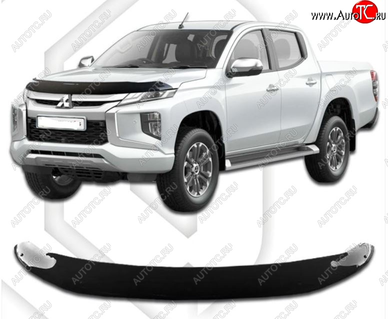 2 299 р. Дефлектор капота CA-Plastiс  Mitsubishi L200  5 KK,KL (2018-2022) рестайлинг (Classic черный, Без надписи)  с доставкой в г. Набережные‑Челны