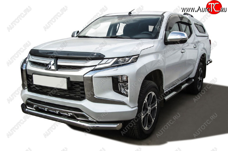 19 299 р. Защита переднего бампера Slitkoff (Ø 76 мм)  Mitsubishi L200  5 KK,KL (2018-2022) рестайлинг (Нержавеющая сталь)  с доставкой в г. Набережные‑Челны