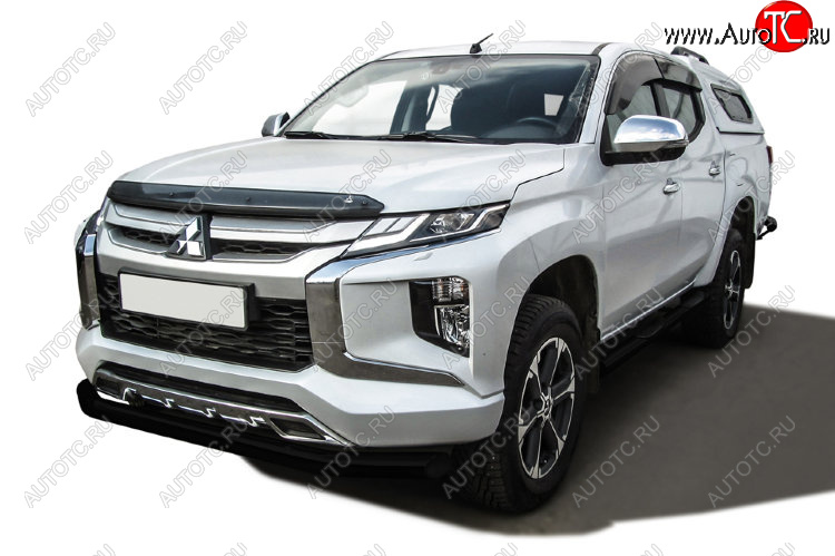 13 299 р. Защита переднего бампера Slitkoff (Ø 76 мм)  Mitsubishi L200  5 KK,KL (2018-2022) рестайлинг (Сталь с полимерным покрытием. Цвет: черный)  с доставкой в г. Набережные‑Челны