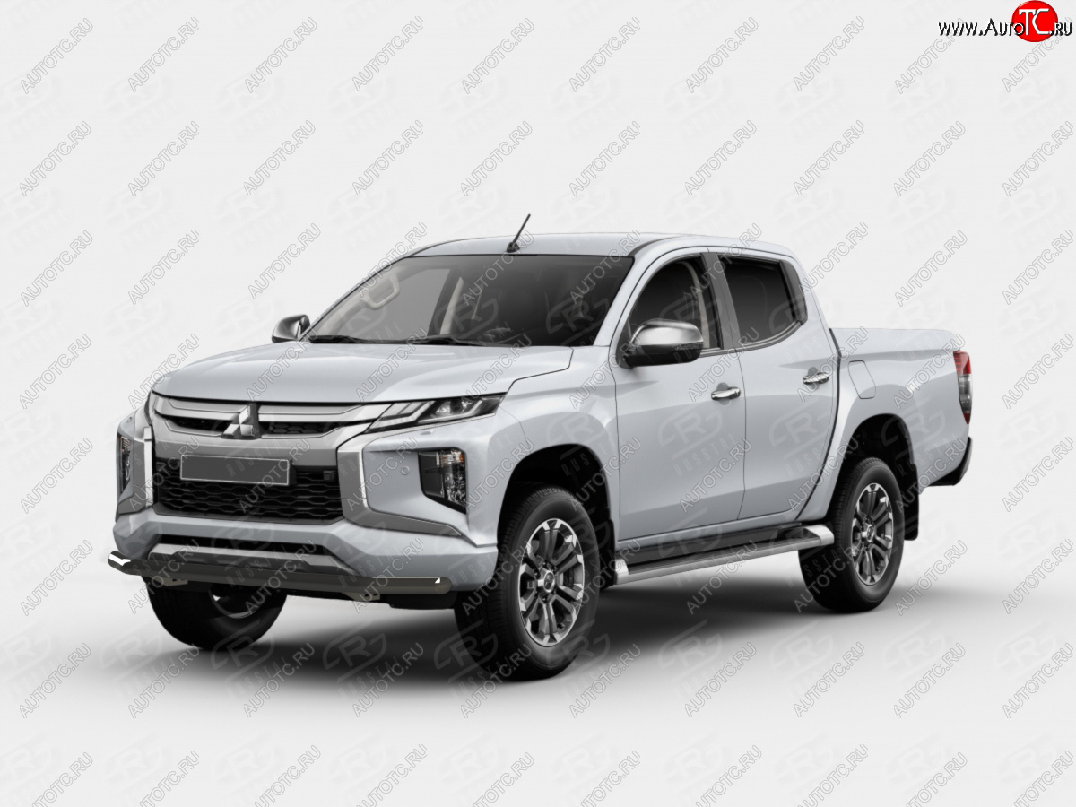 14 349 р. Защита переднего бампера SLITKOFF (Ø63 мм)  Mitsubishi L200  5 KK,KL (2018-2022) рестайлинг (порошковая окраска в цвет черный муар)  с доставкой в г. Набережные‑Челны