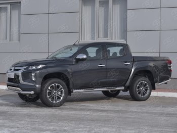 20 649 р. Защита переднего бампера (Ø 63 мм, нержавейка) SLITKOFF  Mitsubishi L200  5 KK,KL (2018-2022) рестайлинг  с доставкой в г. Набережные‑Челны. Увеличить фотографию 3