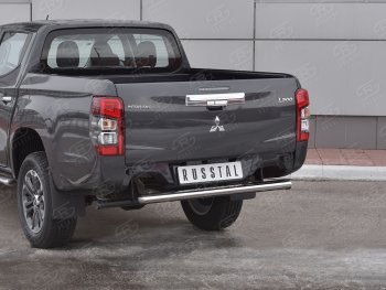 27 699 р. Защита заднего бампера (Ø120x60 мм с проступью, нержавейка) SLITKOFF  Mitsubishi L200  5 KK,KL (2018-2022) рестайлинг  с доставкой в г. Набережные‑Челны. Увеличить фотографию 2