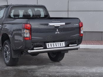 24 549 р. Защита заднего бампера (2 трубы Ø63 и 42 мм , нержавейка) RUSSTAL  Mitsubishi L200  5 KK,KL (2018-2022) рестайлинг  с доставкой в г. Набережные‑Челны. Увеличить фотографию 2