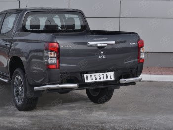 14 999 р. Защита заднего бампера (Ø76 мм уголки, нержавейка) SLITKOFF Mitsubishi L200 5 KK,KL рестайлинг (2018-2022)  с доставкой в г. Набережные‑Челны. Увеличить фотографию 3