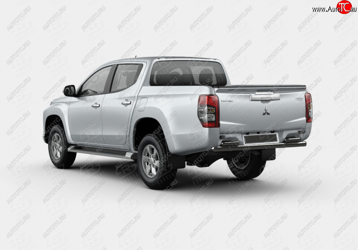 15 899 р. Защита заднего бампера SLITKOFF (Ø57 секции d42x2 уголки)  Mitsubishi L200  5 KK,KL (2018-2022) рестайлинг (нержавейка с полимерным покрытием, черный)  с доставкой в г. Набережные‑Челны