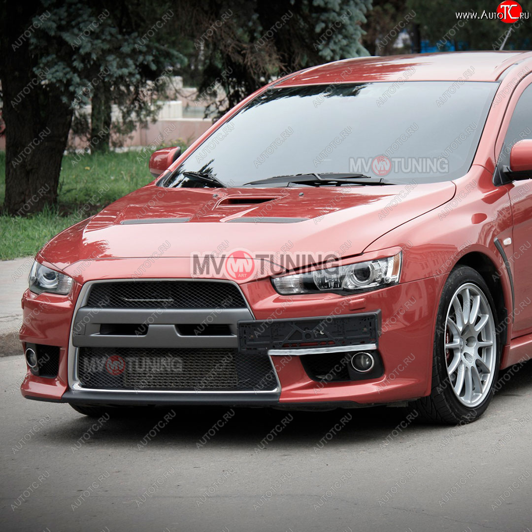 1 149 р. Реснички на фары  Mitsubishi Lancer  CY (2007-2017) седан дорестайлинг, хэтчбэк дорестайлинг, седан рестайлинг, хэтчбек 5 дв рестайлинг (Неокрашенные)  с доставкой в г. Набережные‑Челны