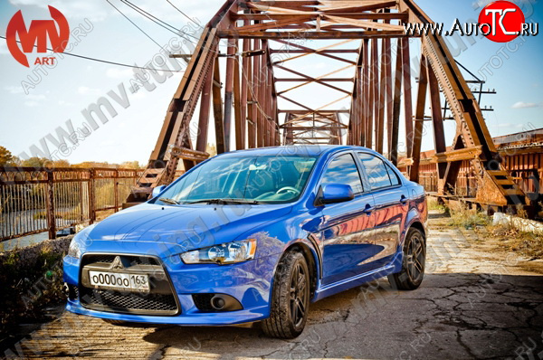 6 599 р. Накладки порогов EVO Mitsubishi Lancer CY седан рестайлинг (2011-2017) (Неокрашенные)  с доставкой в г. Набережные‑Челны