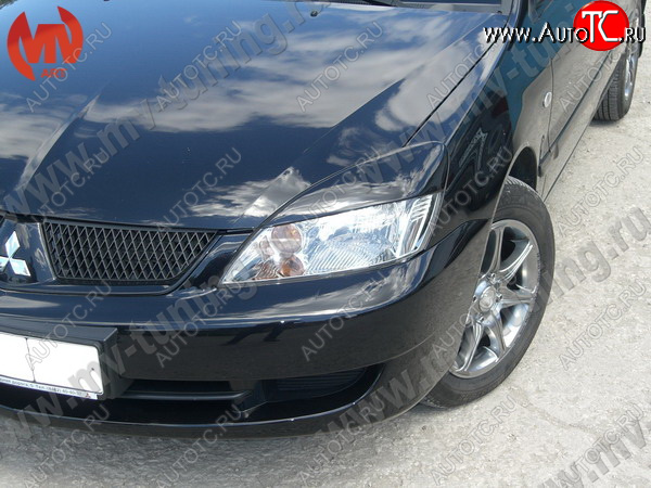 1 149 р. Реснички на фары var №2 (широкие)  Mitsubishi Lancer  9 (2003-2009) 1-ый рестайлинг седан, 1-ый рестайлинг универсал, 2-ой рестайлинг седан, 2-ой рестайлинг универсал (Неокрашенные)  с доставкой в г. Набережные‑Челны