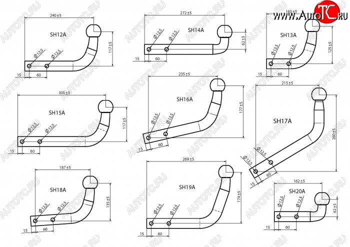 1 039 р. Шар фаркопа Лидер Плюс + тип А Ford Transit Custom дорестайлинг (2012-2018) (ТИП: SH14A)  с доставкой в г. Набережные‑Челны