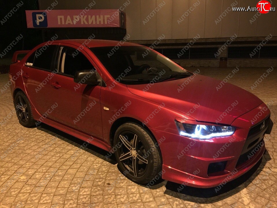 579 р. Реснички на фары Style Mitsubishi Lancer 10 седан дорестайлинг (2007-2010) (Неокрашенные)  с доставкой в г. Набережные‑Челны