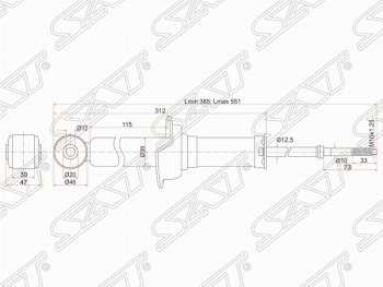 2 699 р. Амортизатор задний SAT (установка на левую или правую сторону) Mitsubishi Lancer 10 седан рестайлинг (2011-2017)  с доставкой в г. Набережные‑Челны. Увеличить фотографию 2