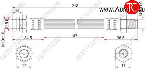 1 499 р. Тормозной шланг SAT (задний, LH=RH, пр-во Таиланд) Mitsubishi Pajero 4 V90 дорестайлинг (2006-2011)  с доставкой в г. Набережные‑Челны