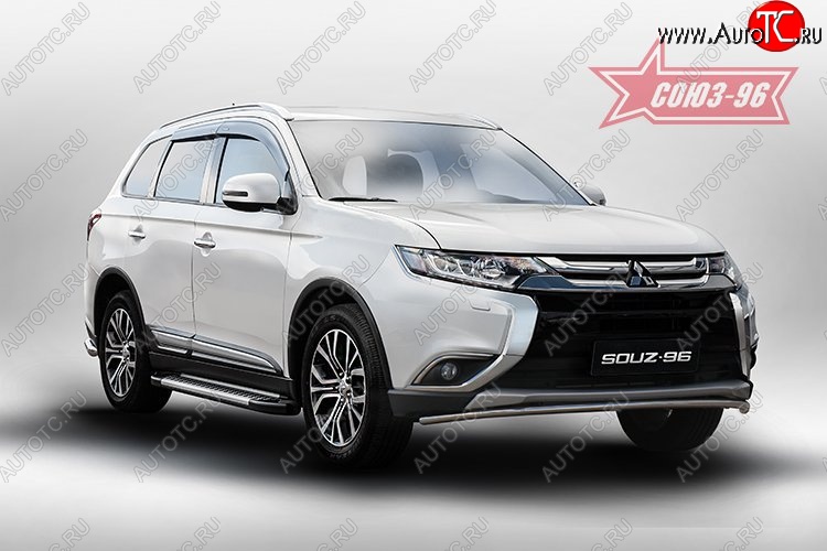 9 404 р. Защита переднего бампера Souz-96 (d42) Mitsubishi Outlander GF 2-ой рестайлинг (2015-2018)  с доставкой в г. Набережные‑Челны