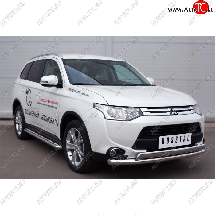 38 999 р. Широкая защита порогов с трубой диаметром 42 мм SLITKOFF v3 Mitsubishi Outlander GF 2-ой рестайлинг (2015-2018)  с доставкой в г. Набережные‑Челны