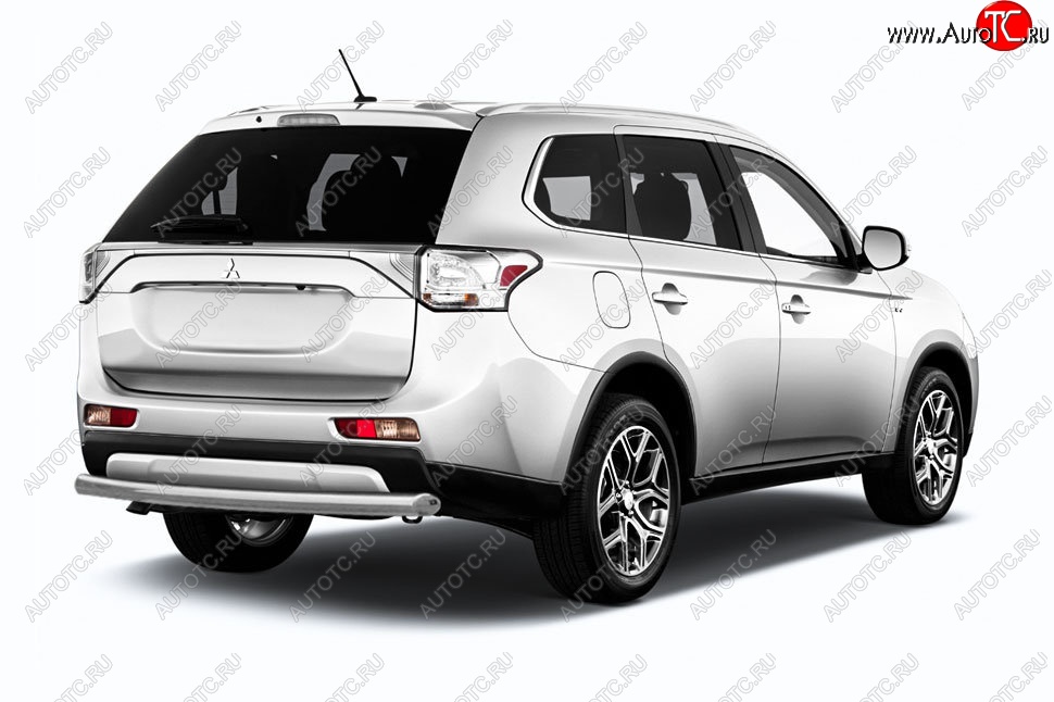 8 999 р. Защита заднего бампера Slitkoff (короткая, d57)  Mitsubishi Outlander  GF (2015-2018) 2-ой рестайлинг (Нержавейка, Полированная)  с доставкой в г. Набережные‑Челны