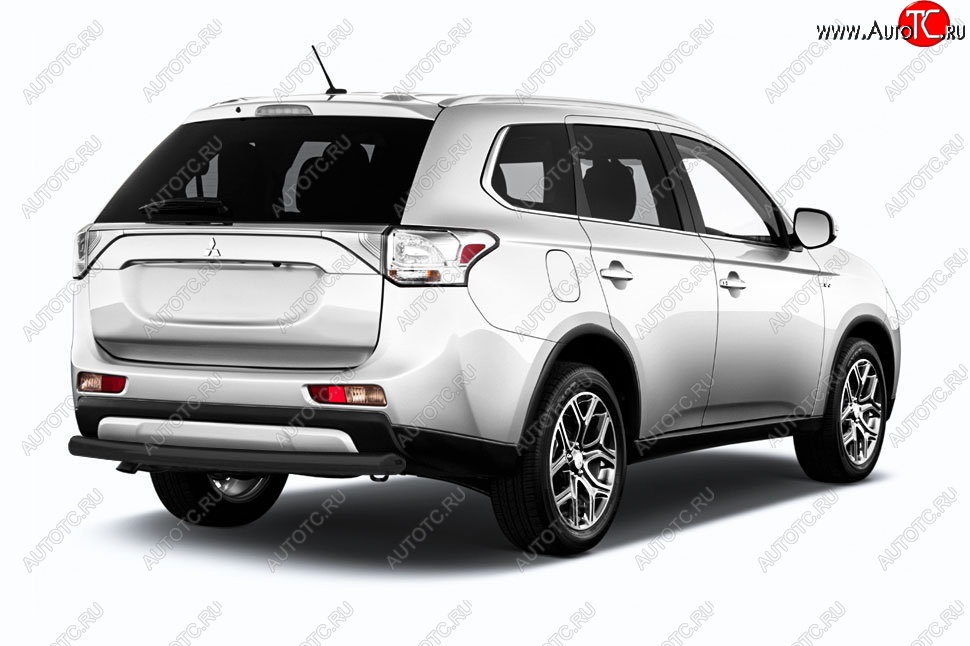 6 349 р. Защита заднего бампера Slitkoff (короткая, d57)  Mitsubishi Outlander  GF (2015-2018) 2-ой рестайлинг (Сталь с полимерным покрытием. Цвет: чёрный)  с доставкой в г. Набережные‑Челны