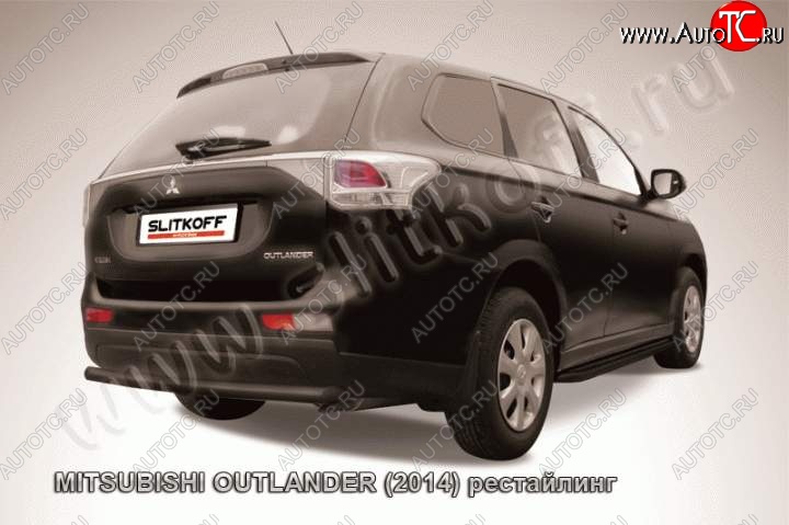 6 349 р. Защита задняя Slitkoff (57 мм)  Mitsubishi Outlander  GF (2014-2016) 1-ый рестайлинг (Цвет: серебристый)  с доставкой в г. Набережные‑Челны