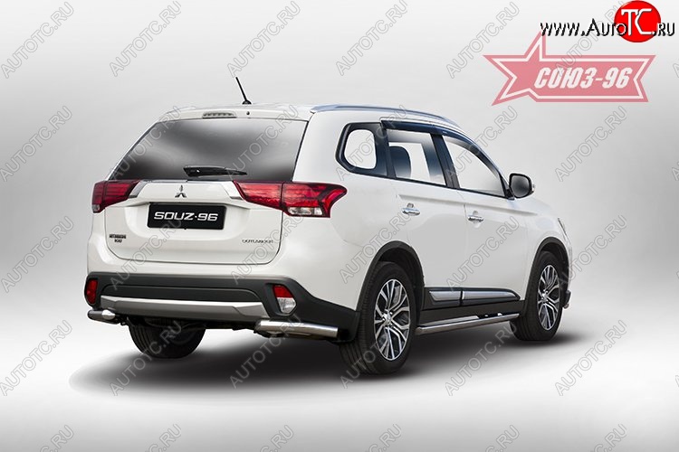 8 504 р. Защита заднего бампера из боковых полированых уголков (d60) Souz-96 Mitsubishi Outlander GF 2-ой рестайлинг (2015-2018)  с доставкой в г. Набережные‑Челны