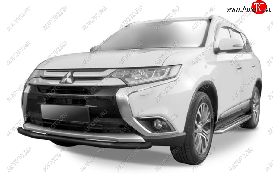 8 449 р. Защита переднего бампера Slitkoff (Ø 57 мм). Mitsubishi Outlander GF 2-ой рестайлинг (2015-2018) (Сталь с полимерным покрытием. Цвет: черный)  с доставкой в г. Набережные‑Челны