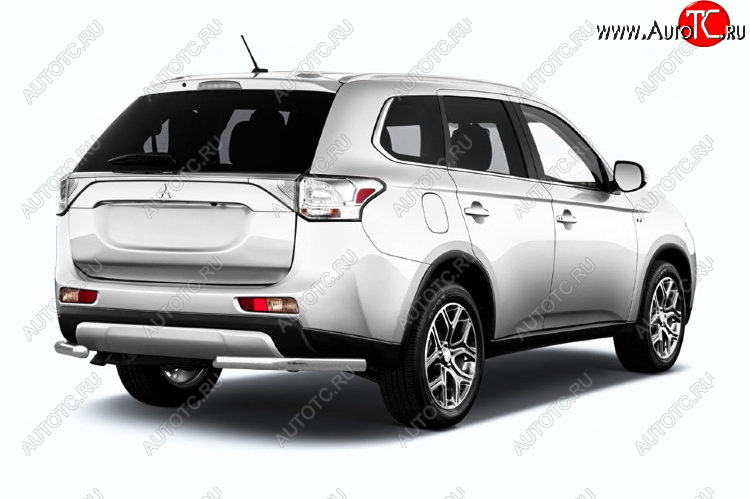 8 999 р. Защита заднего бампера Slitkoff (Ø 57 мм)  Mitsubishi Outlander  GF (2015-2018) 2-ой рестайлинг (Нержавеющая сталь)  с доставкой в г. Набережные‑Челны