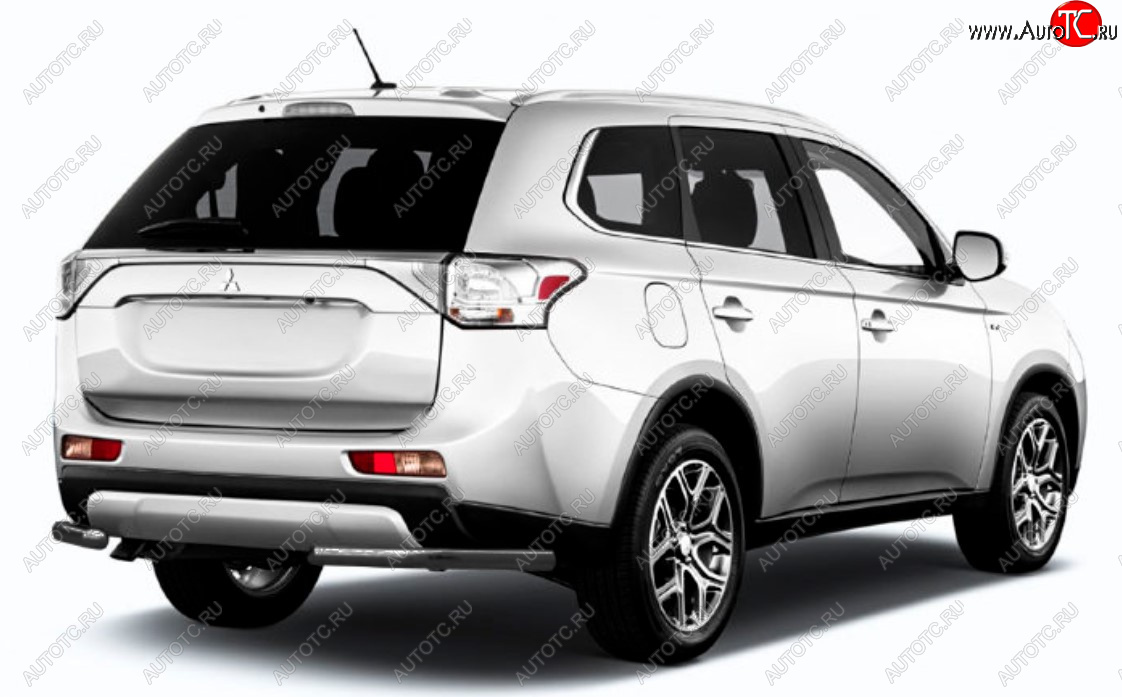 6 999 р. Защита заднего бампера Slitkoff (Ø 57 мм)  Mitsubishi Outlander  GF (2015-2018) 2-ой рестайлинг (Сталь с полимерным покрытием. Цвет: черный)  с доставкой в г. Набережные‑Челны