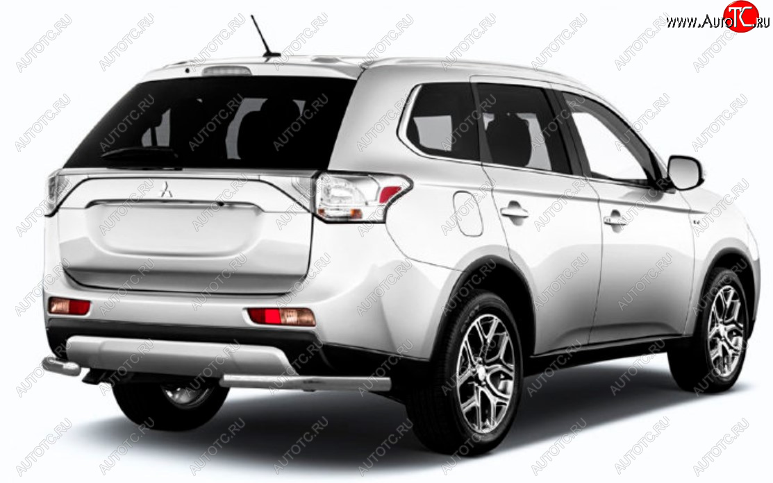 6 349 р. Защита заднего бампера Slitkoff (Ø 57 мм)  Mitsubishi Outlander  GF (2015-2018) 2-ой рестайлинг (Сталь с полимерным покрытием. Цвет: серебристый)  с доставкой в г. Набережные‑Челны