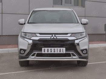 Защита переднего бампера (Ø42 мм, нержавейка) SLITKOFF Mitsubishi (Митсубиси) Outlander (Аутлэндэр)  GF (2018-2022) GF 3-ий рестайлинг