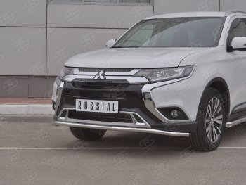 16 349 р. Защита переднего бампера (Ø42 мм, нержавейка) SLITKOFF  Mitsubishi Outlander  GF (2018-2022) 3-ий рестайлинг  с доставкой в г. Набережные‑Челны. Увеличить фотографию 2