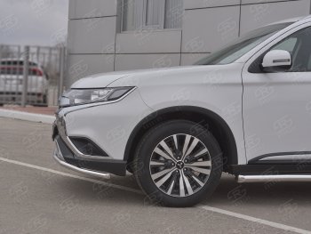 16 349 р. Защита переднего бампера (Ø42 мм, нержавейка) SLITKOFF  Mitsubishi Outlander  GF (2018-2022) 3-ий рестайлинг  с доставкой в г. Набережные‑Челны. Увеличить фотографию 3