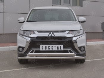 21 899 р. Защита переднего бампера (2 трубы Ø63 и 75х42 мм, нержавейка) Russtal  Mitsubishi Outlander  GF (2018-2022) 3-ий рестайлинг  с доставкой в г. Набережные‑Челны. Увеличить фотографию 1