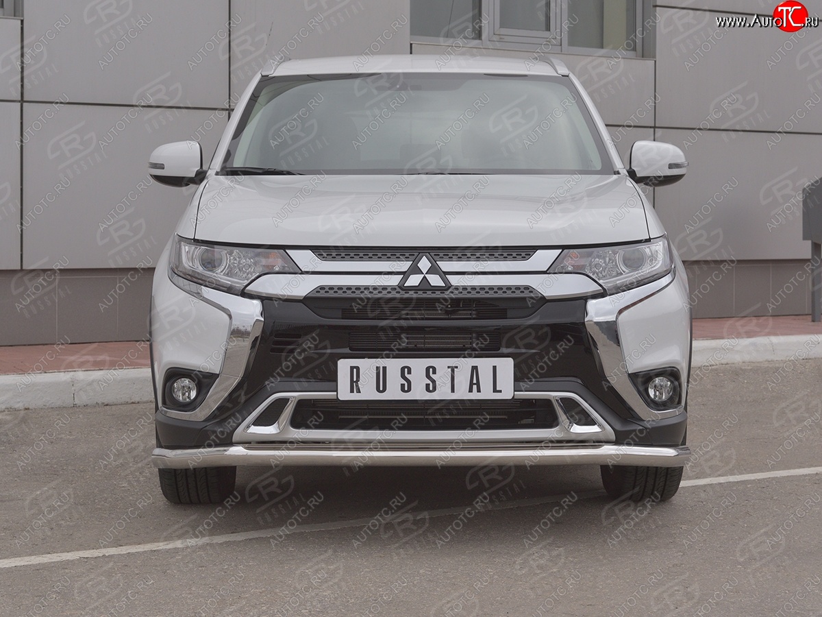 16 799 р. Защита переднего бампера (Ø 63 мм, нержавейка) SLITKOFF  Mitsubishi Outlander  GF (2018-2022) 3-ий рестайлинг  с доставкой в г. Набережные‑Челны