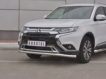 16 799 р. Защита переднего бампера (Ø 63 мм, нержавейка) SLITKOFF  Mitsubishi Outlander  GF (2018-2022) 3-ий рестайлинг  с доставкой в г. Набережные‑Челны. Увеличить фотографию 2