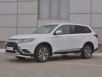 16 799 р. Защита переднего бампера (Ø 63 мм, нержавейка) SLITKOFF  Mitsubishi Outlander  GF (2018-2022) 3-ий рестайлинг  с доставкой в г. Набережные‑Челны. Увеличить фотографию 3