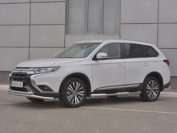 17 549 р. Защита переднего бампера (2 трубы Ø63 и 42 мм, нержавейка) SLITKOFF  Mitsubishi Outlander  GF (2018-2022) 3-ий рестайлинг  с доставкой в г. Набережные‑Челны. Увеличить фотографию 2