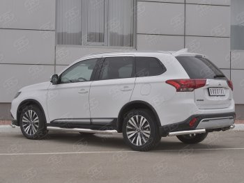 13 899 р. Защита заднего бампера (Ø63 мм уголки, нержавейка) SLITKOFF  Mitsubishi Outlander  GF (2018-2022) 3-ий рестайлинг  с доставкой в г. Набережные‑Челны. Увеличить фотографию 2