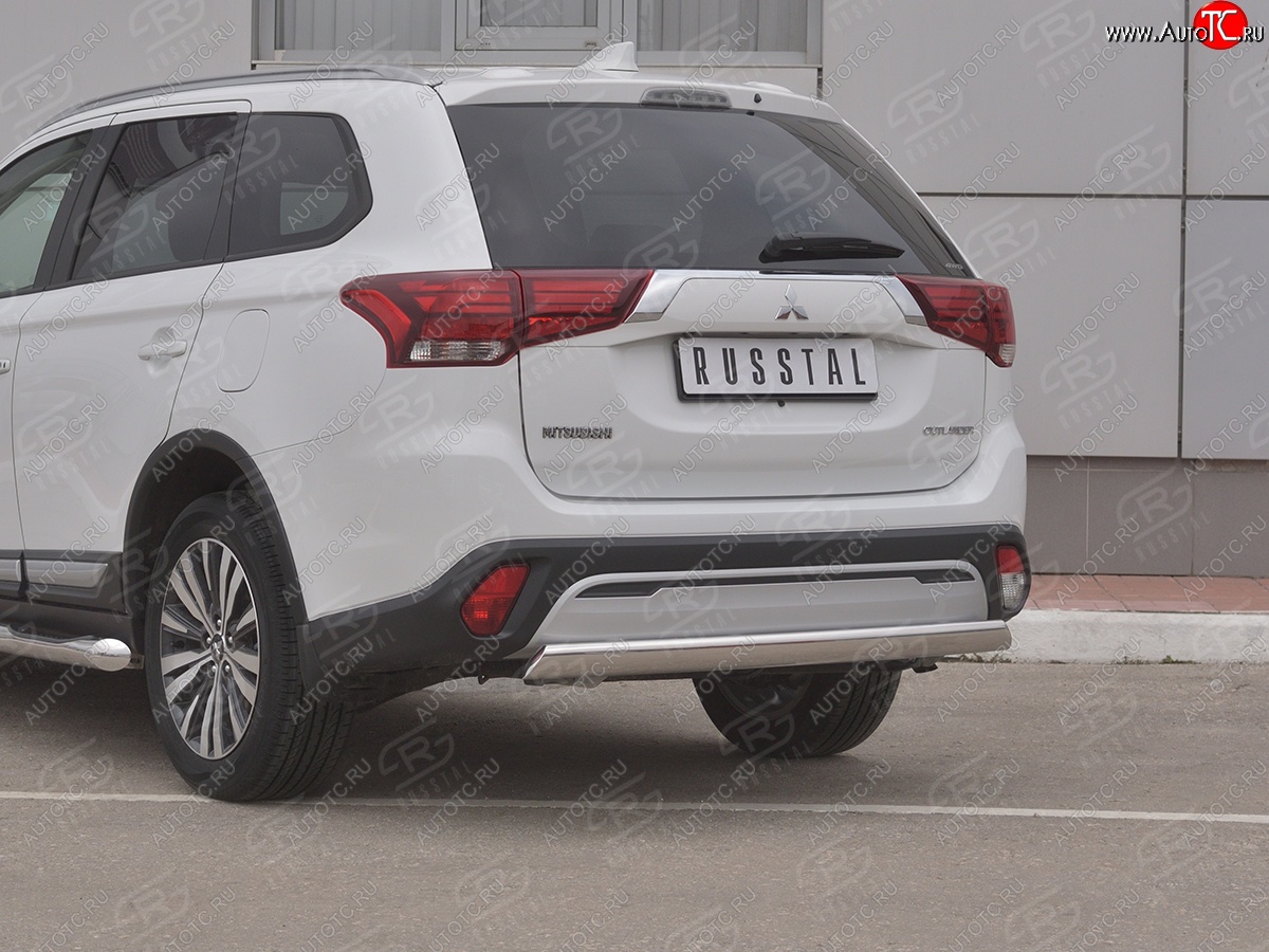 15 999 р. Защита заднего бампера (Ø75x42 мм, нержавейка) Russtal Mitsubishi Outlander GF 3-ий рестайлинг (2018-2022)  с доставкой в г. Набережные‑Челны