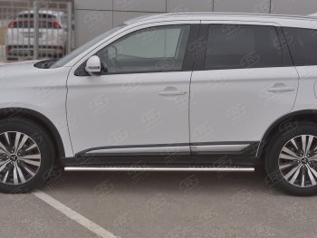 21 749 р. Защита порогов (Ø75x42 мм с проступью, нержавейка) Russtal Mitsubishi Outlander GF 3-ий рестайлинг (2018-2022)  с доставкой в г. Набережные‑Челны. Увеличить фотографию 2