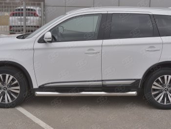 26 999 р. Защита порогов (Ø76 мм с проступью, нержавейка) SLITKOFF  Mitsubishi Outlander  GF (2018-2022) 3-ий рестайлинг (Металлические торцы под 45°)  с доставкой в г. Набережные‑Челны. Увеличить фотографию 2