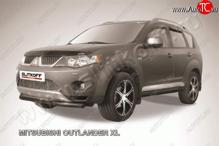 9 449 р. Защита переднего бампер Slitkoff  Mitsubishi Outlander  XL (2005-2009) (CW)  дорестайлинг (Цвет: серебристый)  с доставкой в г. Набережные‑Челны