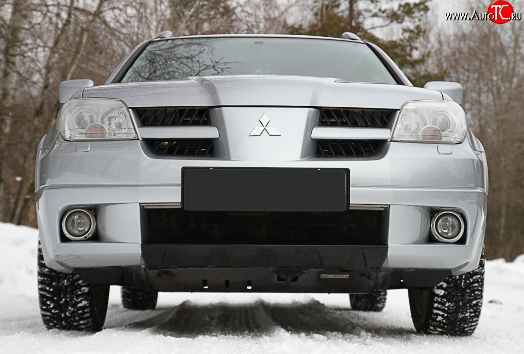 3 299 р. Накладка на передний бампер RA Mitsubishi Outlander CU (2003-2009) (Поверхность глянец (под покраску), Неокрашенная)  с доставкой в г. Набережные‑Челны