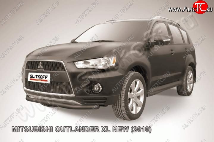 6 599 р. Защита переднего бампер Slitkoff  Mitsubishi Outlander  XL (2010-2013) (CW)  рестайлинг (Цвет: серебристый)  с доставкой в г. Набережные‑Челны