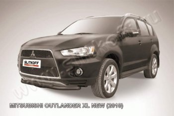 9 449 р. Защита переднего бампер Slitkoff  Mitsubishi Outlander  XL (2010-2013) (CW)  рестайлинг (Цвет: серебристый)  с доставкой в г. Набережные‑Челны. Увеличить фотографию 1