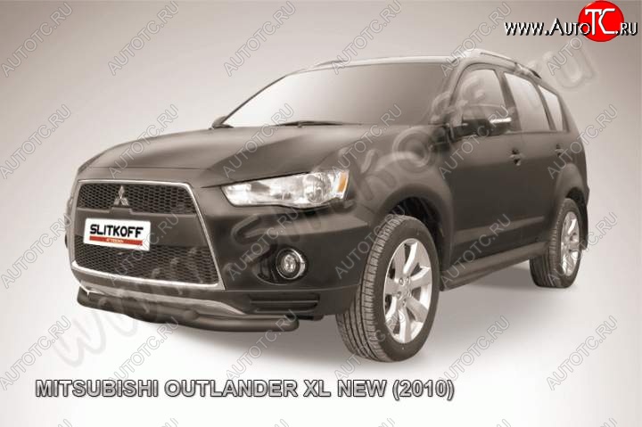 9 449 р. Защита переднего бампер Slitkoff  Mitsubishi Outlander  XL (2010-2013) (CW)  рестайлинг (Цвет: серебристый)  с доставкой в г. Набережные‑Челны