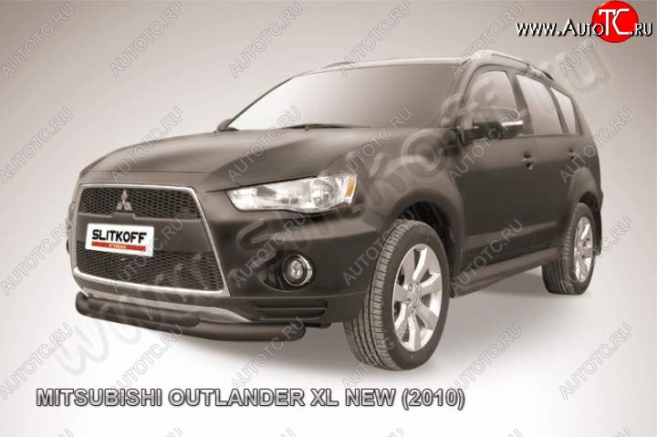 11 299 р. Защита переднего бампер Slitkoff  Mitsubishi Outlander  XL (2010-2013) (CW)  рестайлинг (Цвет: серебристый)  с доставкой в г. Набережные‑Челны